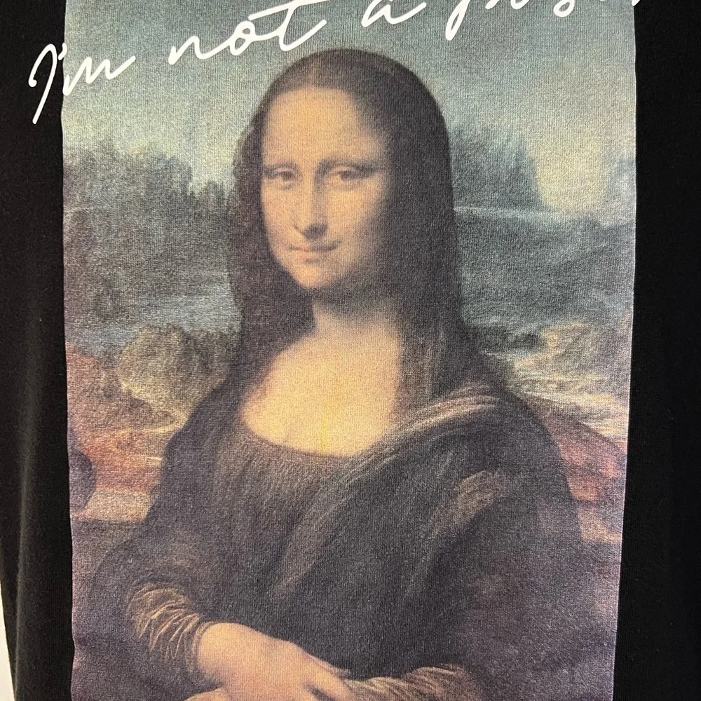 La Gioconda Mona Lisa “I’m not a poser” Graphic T-Shirt Pull & Bear Men’s Small - Picture 4 of 6